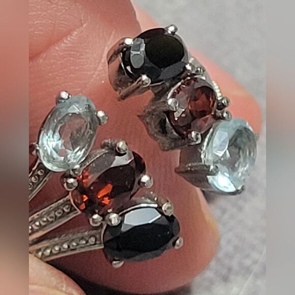 Garnet, Topaz, Spinel Open Band Ring - Picture 3 of 15